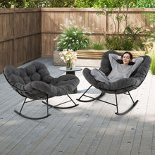 Load image into Gallery viewer, Chaise  Bascule d'Intrieur et d'Extrieur Chaise Papasan Surdimensionne avec Coussin Rembourr &amp; Cadre en Mtal Capacit 205 Kg Gris -