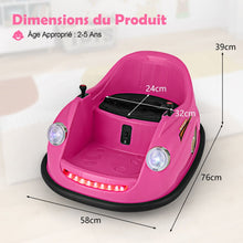 Load image into Gallery viewer, Auto-tamponneuse Electrique 12V pour Enfants Alimente par Batterie Tlcommande Lumires LED Musique pour les 2-5 Ans Rose/Rouge/Bleu -