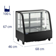 Load image into Gallery viewer, Vitrine réfrigérée 100 litres 3 niveaux plastique verre trempé noir 14_0005388 -