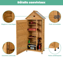 Load image into Gallery viewer, Abri de Jardin Extérieur à 5 Etagères Cabane Verrouillable en Bois de Sapin Toit en Tôle Galvanisée -