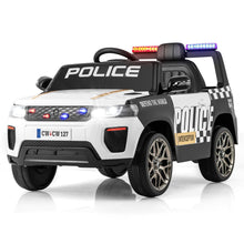 Load image into Gallery viewer, Voiture de Police Electrique Alimentée par Batterie 12 V/7 A Télécommande Connexion Sans Fil Musique Klaxon Sirène Lumières LED Blanc -