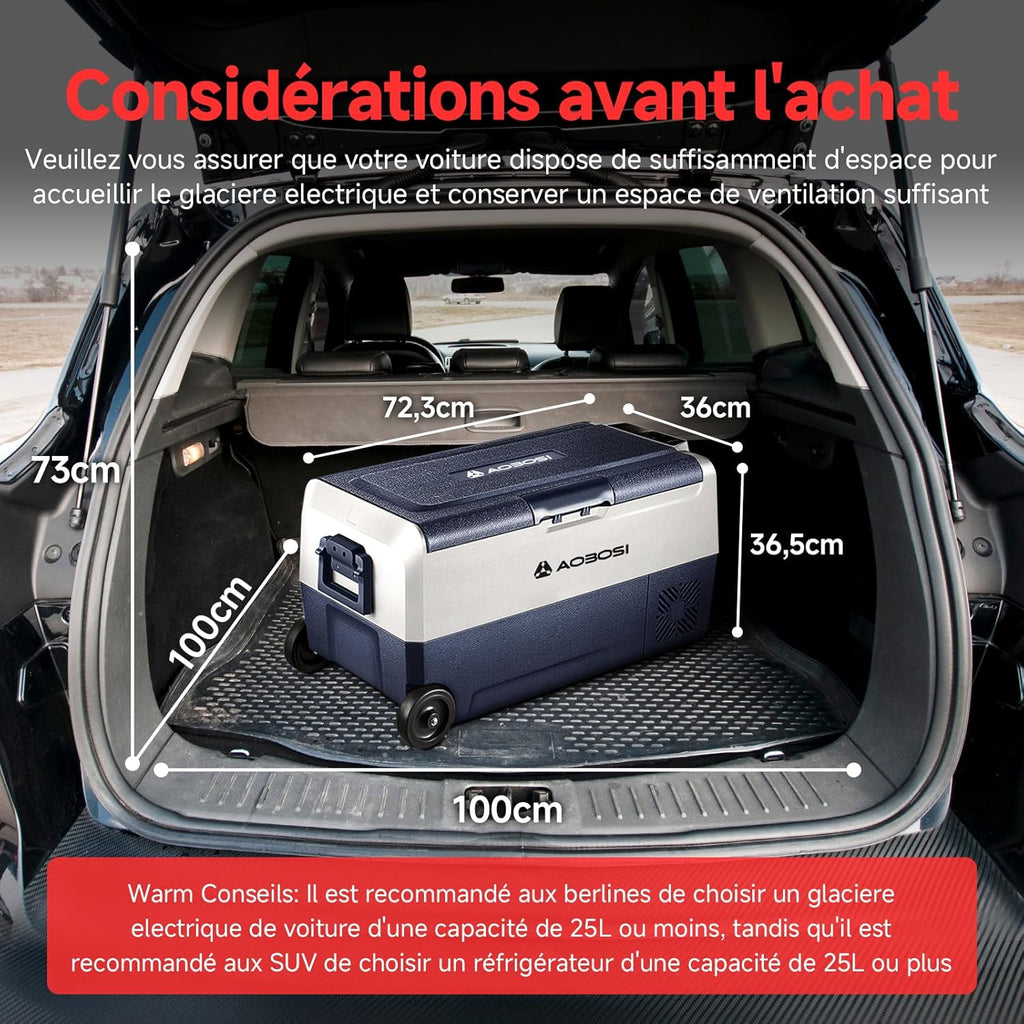AAOBOSI Glaciere a Compression 36l, Glaciere Electrique Double Zone WiFi APP, 12 V/24 V et 100-240 V Frigo Camping, -20 ℃ à 20 ℃, pour Voiture, Camion, Bateau, Camping, Car, Caravanes,Voyageant,Maison
