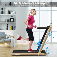 Load image into Gallery viewer, 2 en 1 Tapis de Course Electrique Pliable 1 à 12 Km/H avec Haut-parleur Bluetooth Télécommande Moteur 0,75HP Vert/Blanc/Noir/Rouge/Or/Noir et Argenté/Bleu -