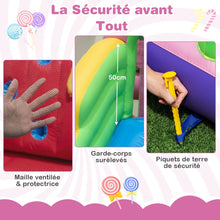 Load image into Gallery viewer, 9 en 1 Château Gonflable en Forme Bonbons avec Toboggan Maison de Saut Gonflable avec Pistolet à Eau Charge 90kg pour 2 Enfants de 3-10 Ans -