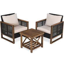 Load image into Gallery viewer, Ensemble Salon de Jardin en Bois d'Acacia Rotin Artisanal Anti-soleil Résistant aux Intempéries pour Porche Balcon Terrasse -