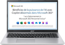 Load image into Gallery viewer, Acer Aspire 1 A115-32-C3AK Ordinateur Portable 15 6'' Full HD (Intel Celeron N4500 RAM 4 Go 128 Go eMMC Intel UHD Graphics Windows 11) Clavier AZERTY Gris Microsoft 365 Personnel 12 Mois Inclus