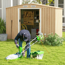 Load image into Gallery viewer, Abri de Rangement 259cm x196cm avec Base de Fondation Maison à Outils en Métal Galvanisé avec 4 Aérations Imperméable et Coupe-vent Naturel -