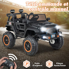 Load image into Gallery viewer, Voiture lectrique 24v pour Enfants 2 Places Tlcommande Musique Histoire Klaxon Usb Fonction de Dmarrage Lent Suspensions  Ressort Blanc/Noir/Rose/Violet -