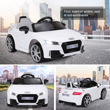 Load image into Gallery viewer, Voiture TTRS Electrique pour Enfants 12V Max. 5 Km/h Double Porte avec Télécommande 2.4G Blanc/Rouge -