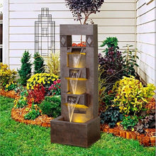 Load image into Gallery viewer, Outdoor Fountains and Indoor Waterfalls 4 Floor - Standing Water Fountain Outdoor with LED Lights for Garden, Living Room, Patio, Home Decor