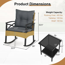 Load image into Gallery viewer, Tangkula 3 Pieces Outdoor Rocking Chairs Set for Garden