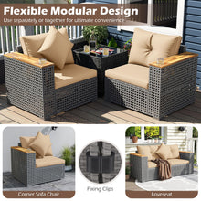 Load image into Gallery viewer, Tangkula 62.5" Large Patio Wicker Loveseat with Acacia Wood Armrests &amp; Cup Holders